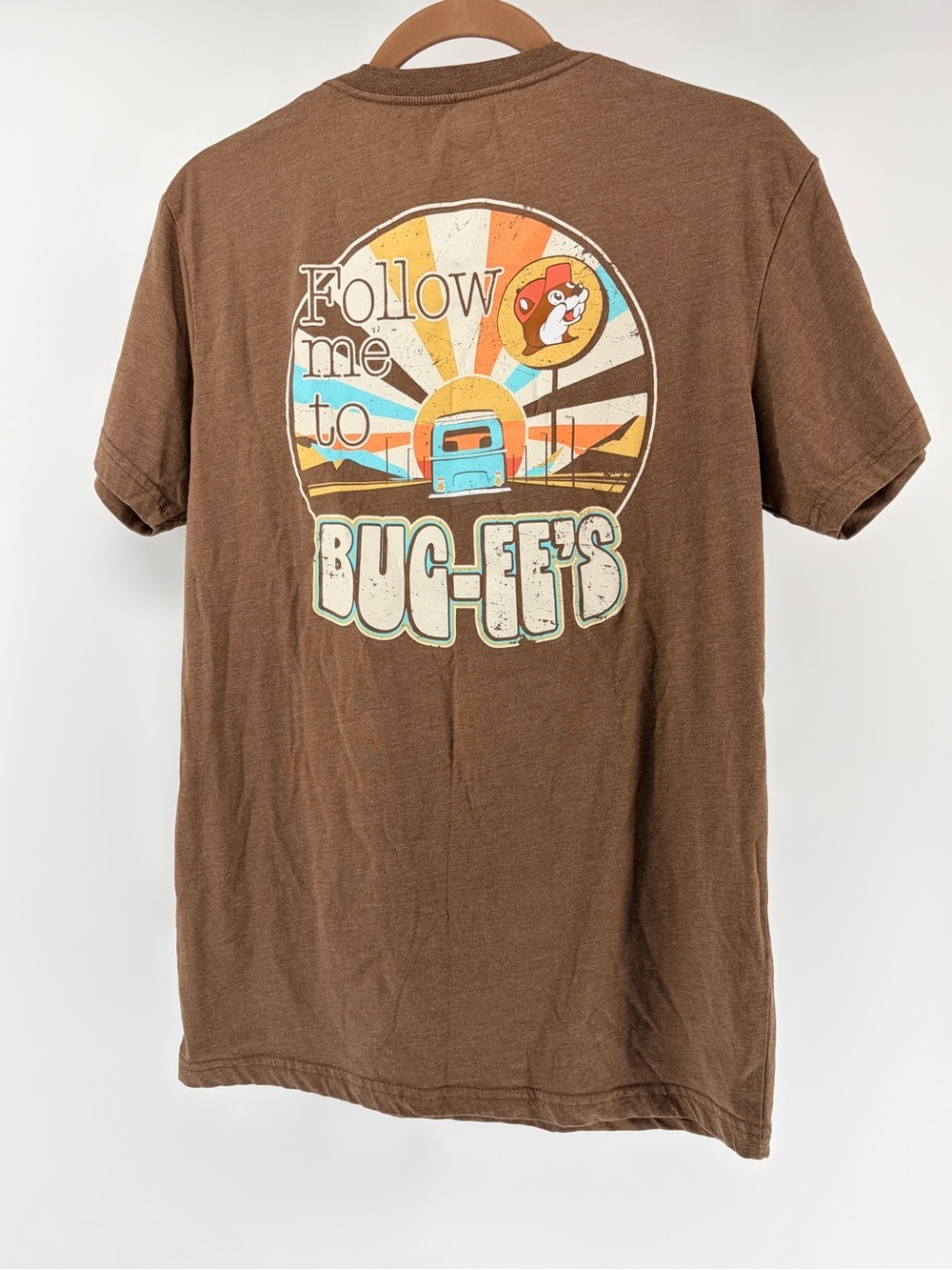 Follow Me To Buc-ee's Brown Graphic Tee with Buc-ee Beaver Logo Sz Small - Picture 3 of 5